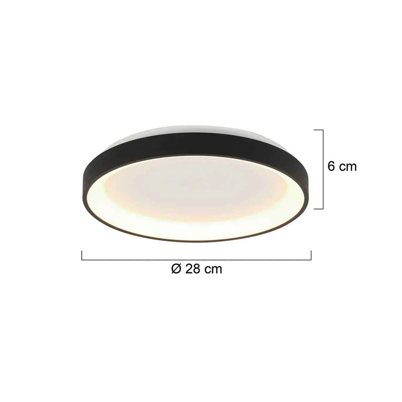 Steinhauer Plafondlamp Ringlede Dun Zwart Ø28cm