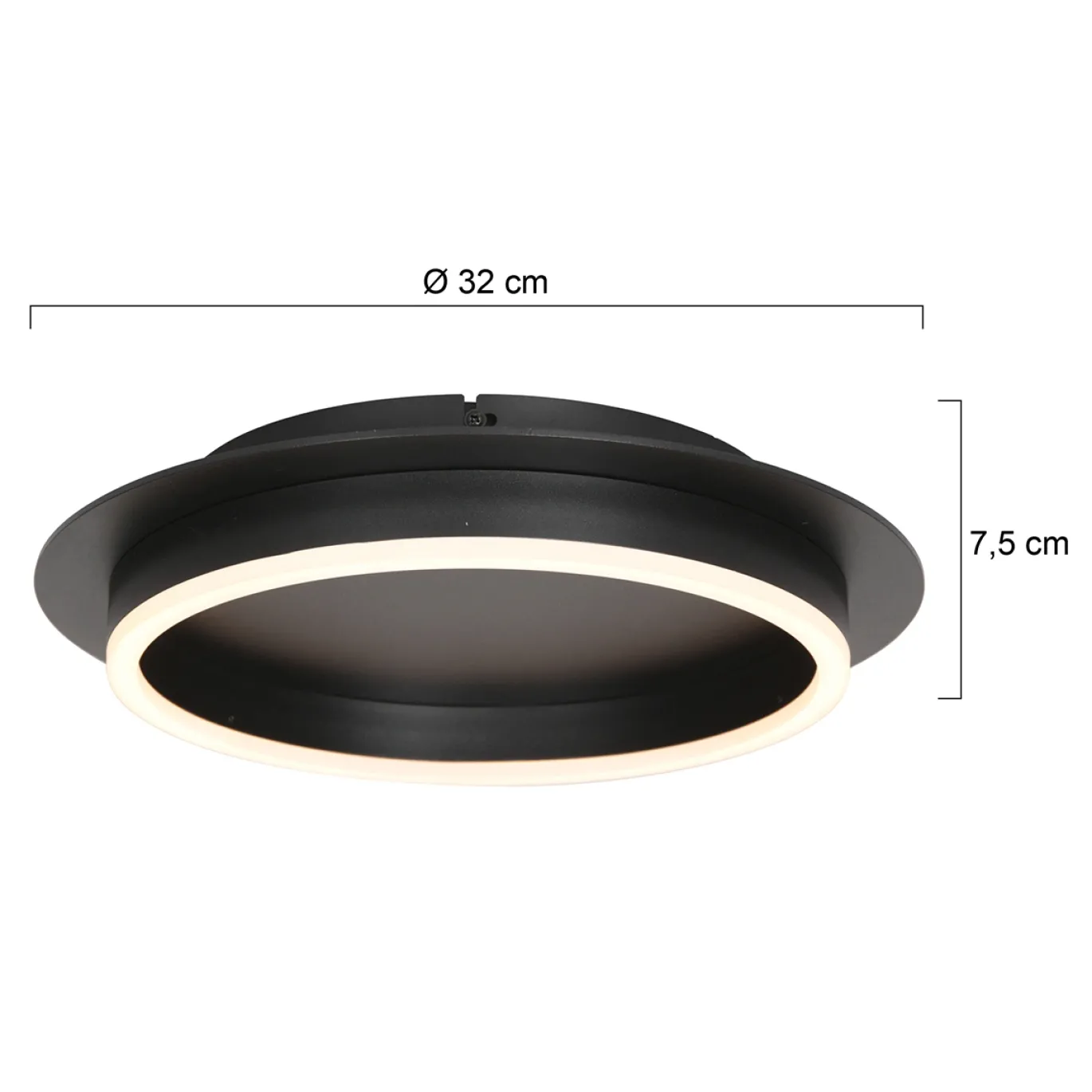 Steinhauer Plafondlamp Ringlux Zwart Ø32cm