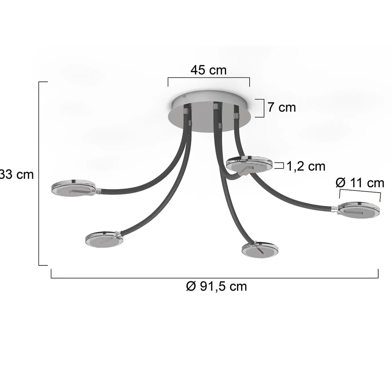 Steinhauer Plafondlamp Turound Grijs Transparant Glas
