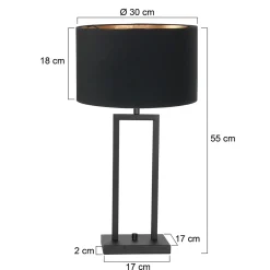 Steinhauer Tafellamp Stang Double Linnen Zwart/Goud