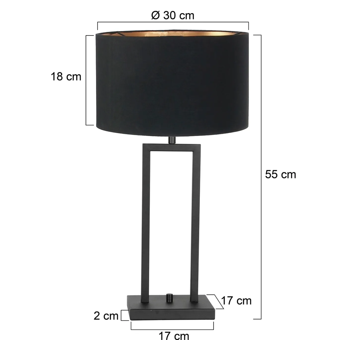Steinhauer Tafellamp Stang Double Linnen Zwart/Goud