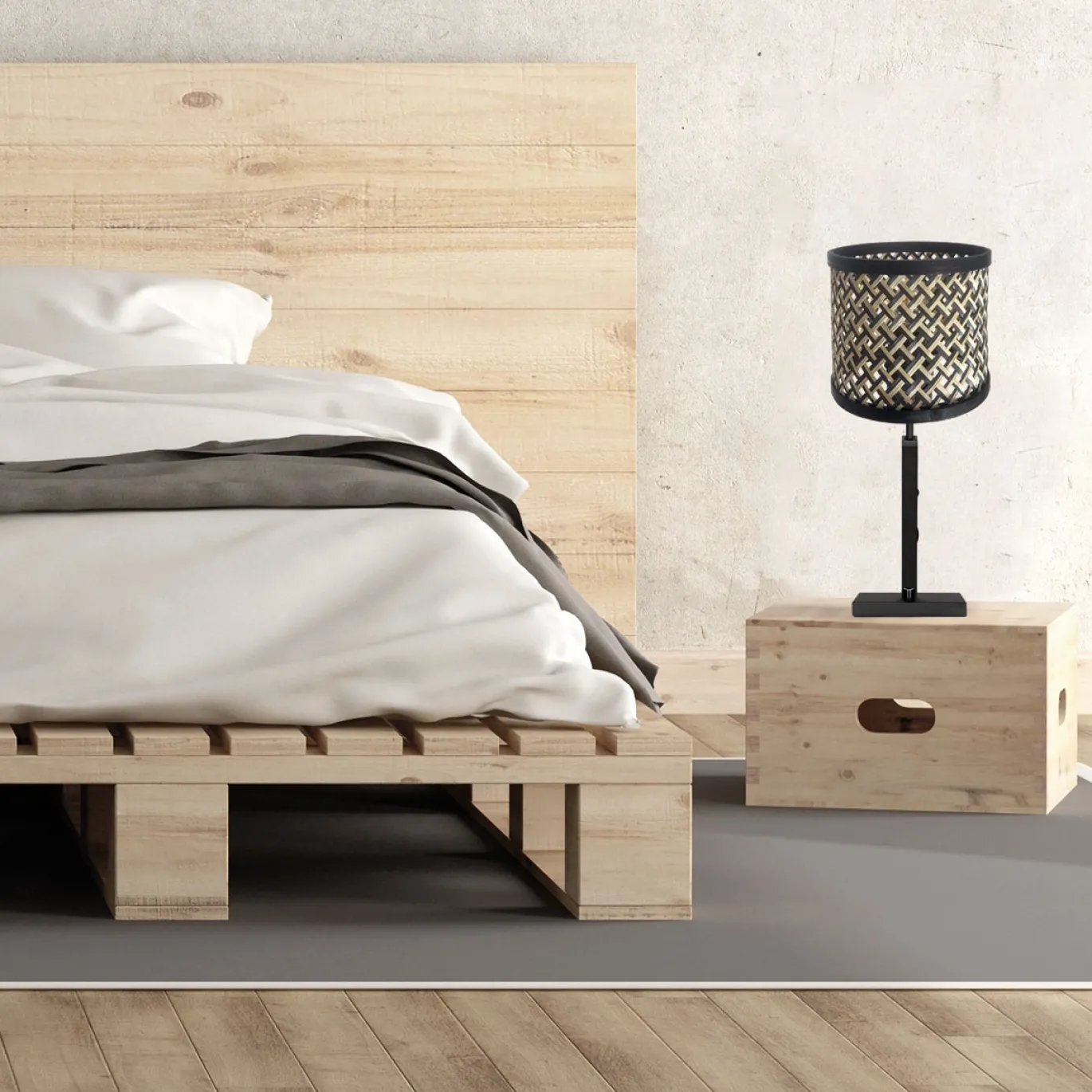 Steinhauer Tafellamp Stang Single Bamboe Naturel/Zwart