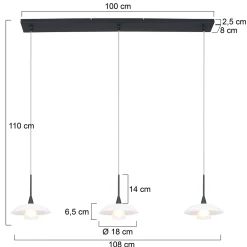 Steinhauer Tallerken Hanglamp Zwart 3-lichts