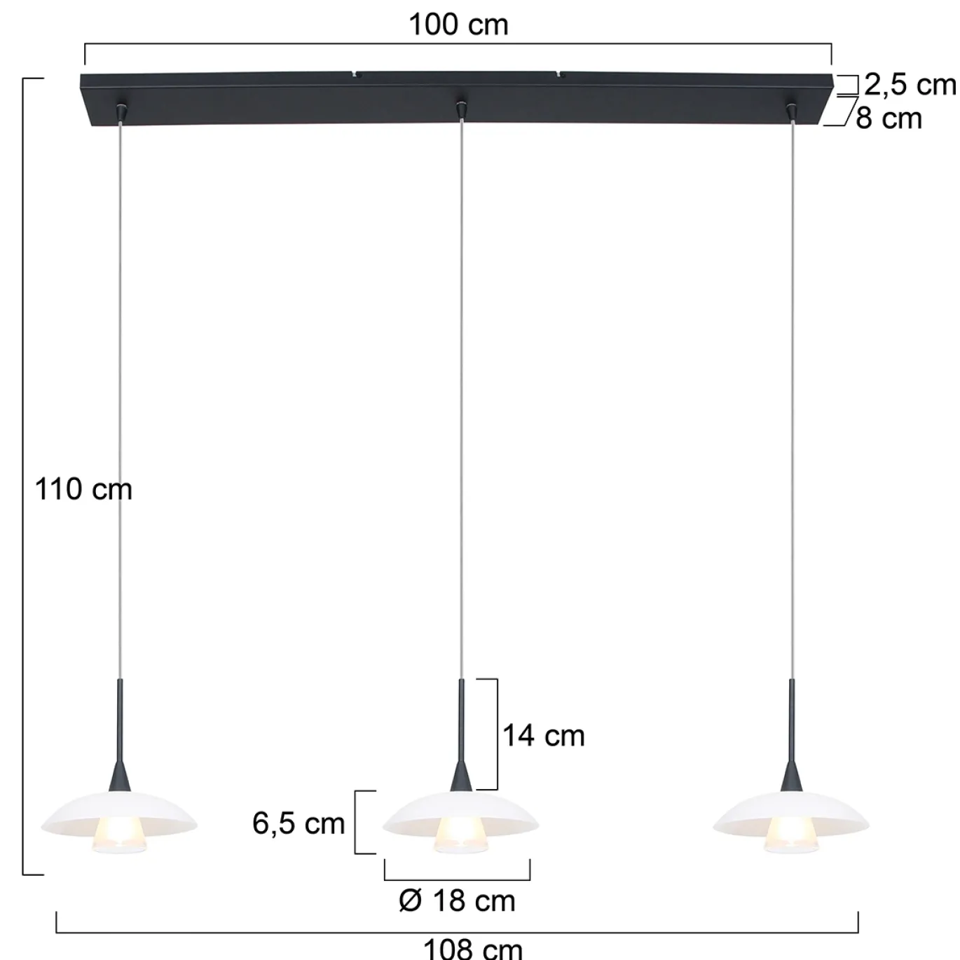Steinhauer Tallerken Hanglamp Zwart 3-lichts