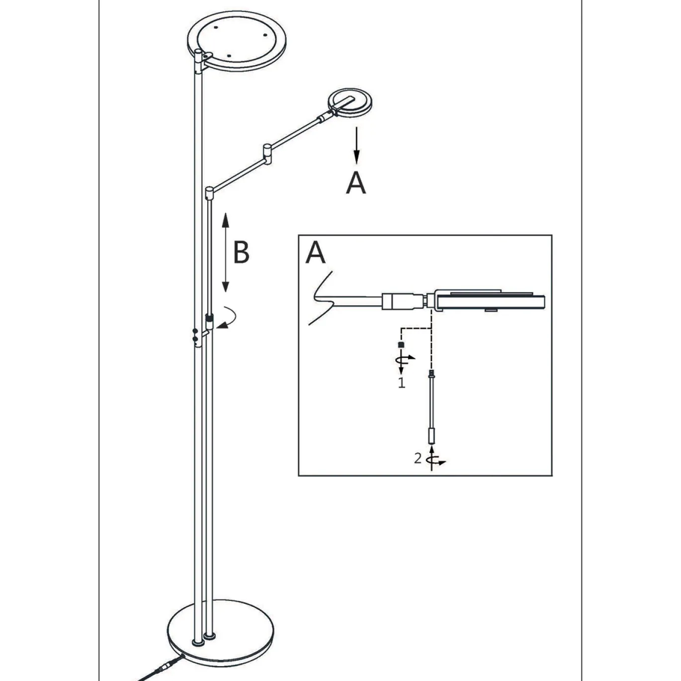 Steinhauer Turound Vloerlamp Staal 2-lichts 187cm