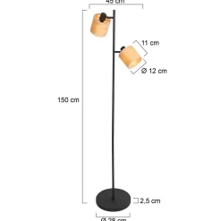 Steinhauer Vloerlamp Bambus 2-Lichts Bamboe Naturel