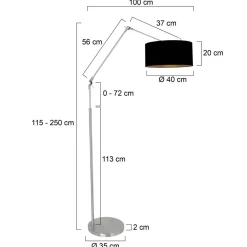 Steinhauer Vloerlamp Prestige Chic Grijs Linnen Zwart/Goud