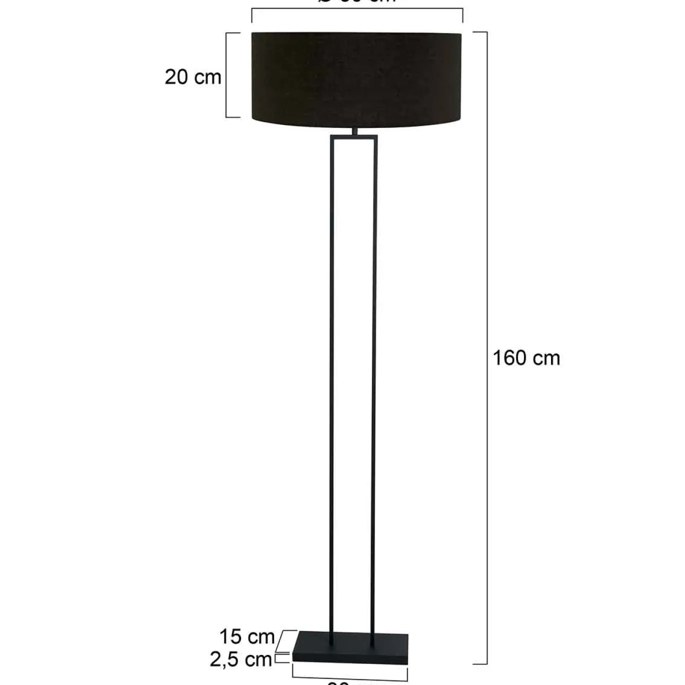 Steinhauer Vloerlamp Stang Linnen Zwart/Goud