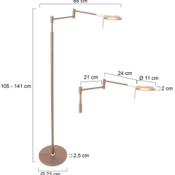 Steinhauer Vloerlamp Turound Knik Arm Brons