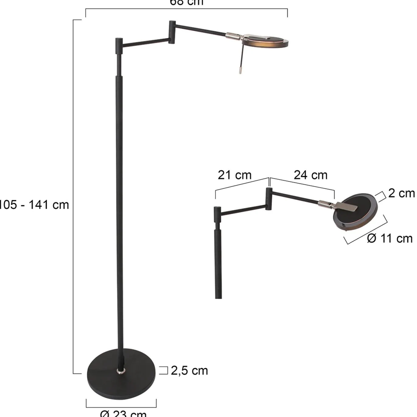 Steinhauer Vloerlamp Turound Knik Arm Zwart