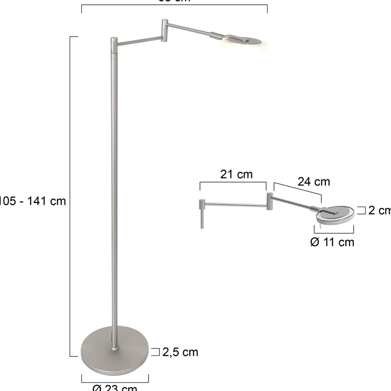 Steinhauer Vloerlamp Turound Knik Arm Grijs