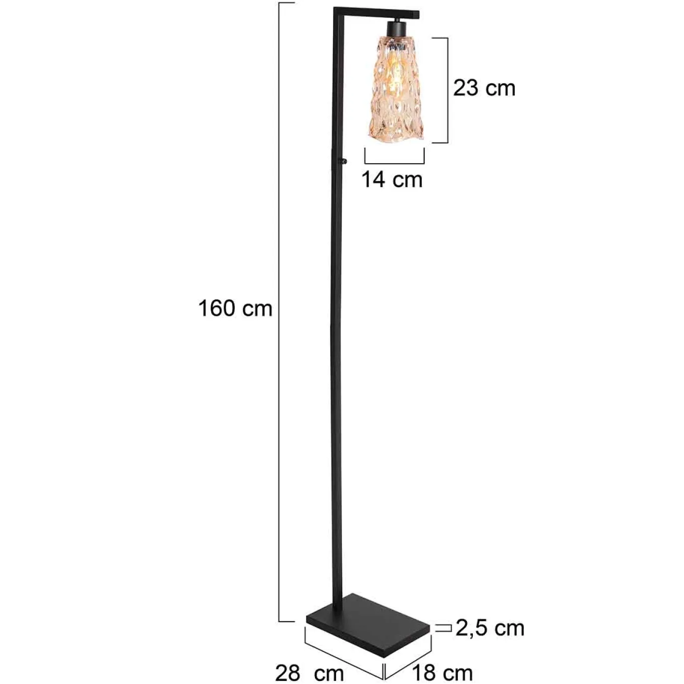 Steinhauer Vloerlamp Vidrio 1-Lichts Amber Glas