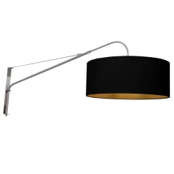 Steinhauer Wandlamp Elegant Classy Grijs Linnen Zwart/Goud
