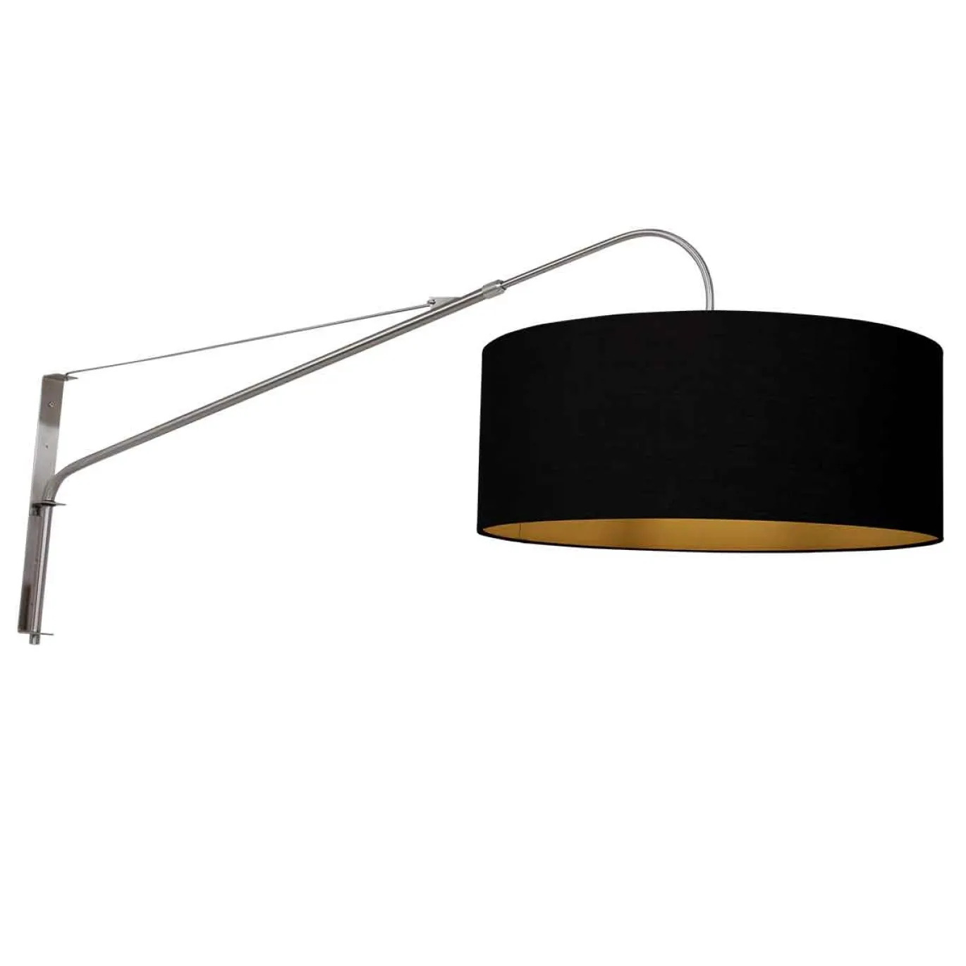 Steinhauer Wandlamp Elegant Classy Grijs Linnen Zwart/Goud