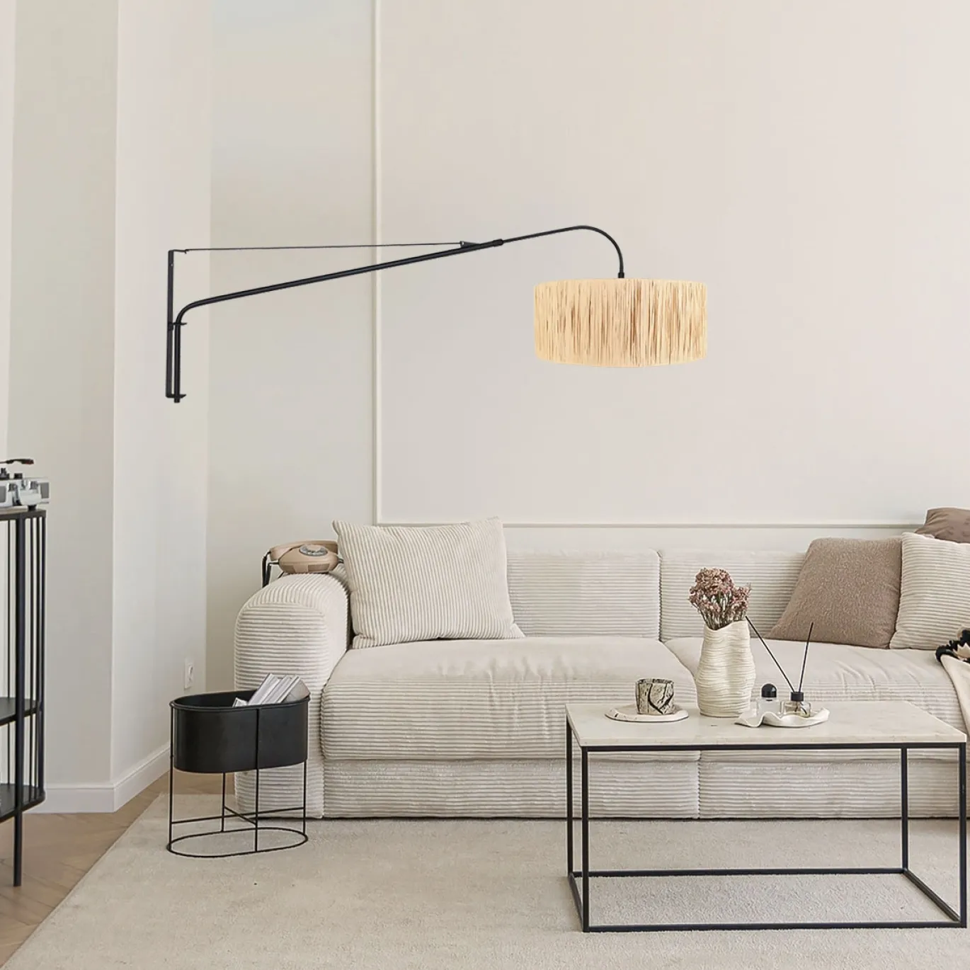Steinhauer Wandlamp Elegant Classy Zwart Gras Naturel