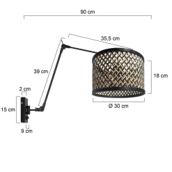 Steinhauer Wandlamp Prestige Chic Zwart Bamboe Naturel/Zwart