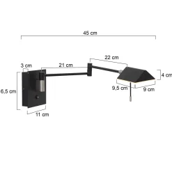 Steinhauer Wandlamp Retina Zwart met USB-poorten