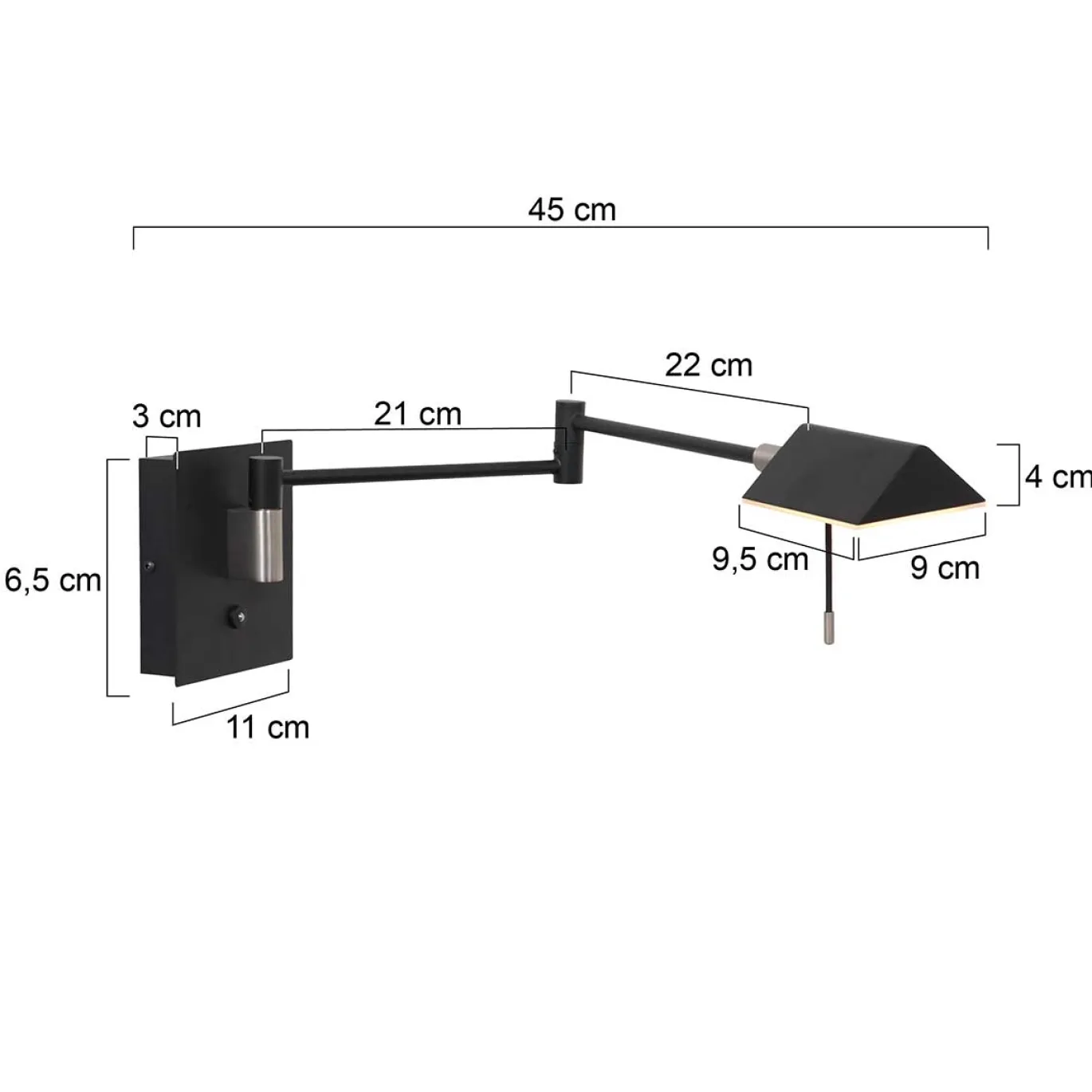 Steinhauer Wandlamp Retina Zwart met USB-poorten
