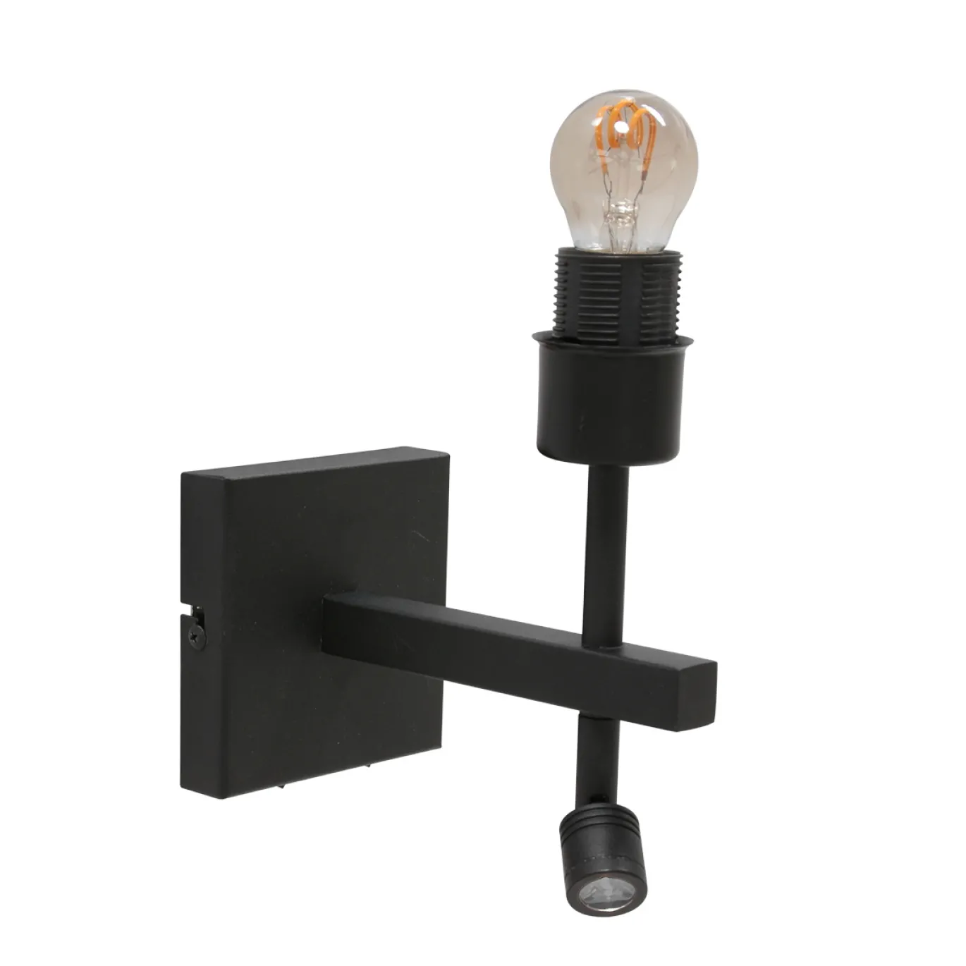 Steinhauer Wandlamp Stang met Leeslamp Grof Linnen Grijs