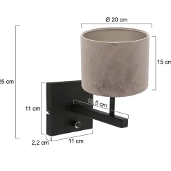 Steinhauer Wandlamp Stang Velours Taupe