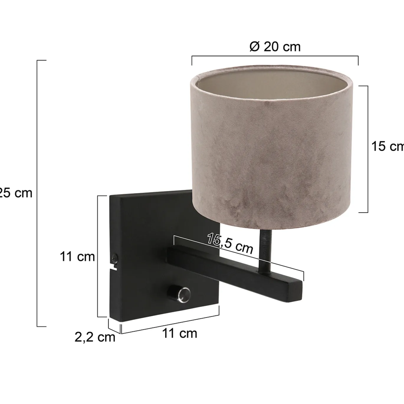 Steinhauer Wandlamp Stang Velours Taupe