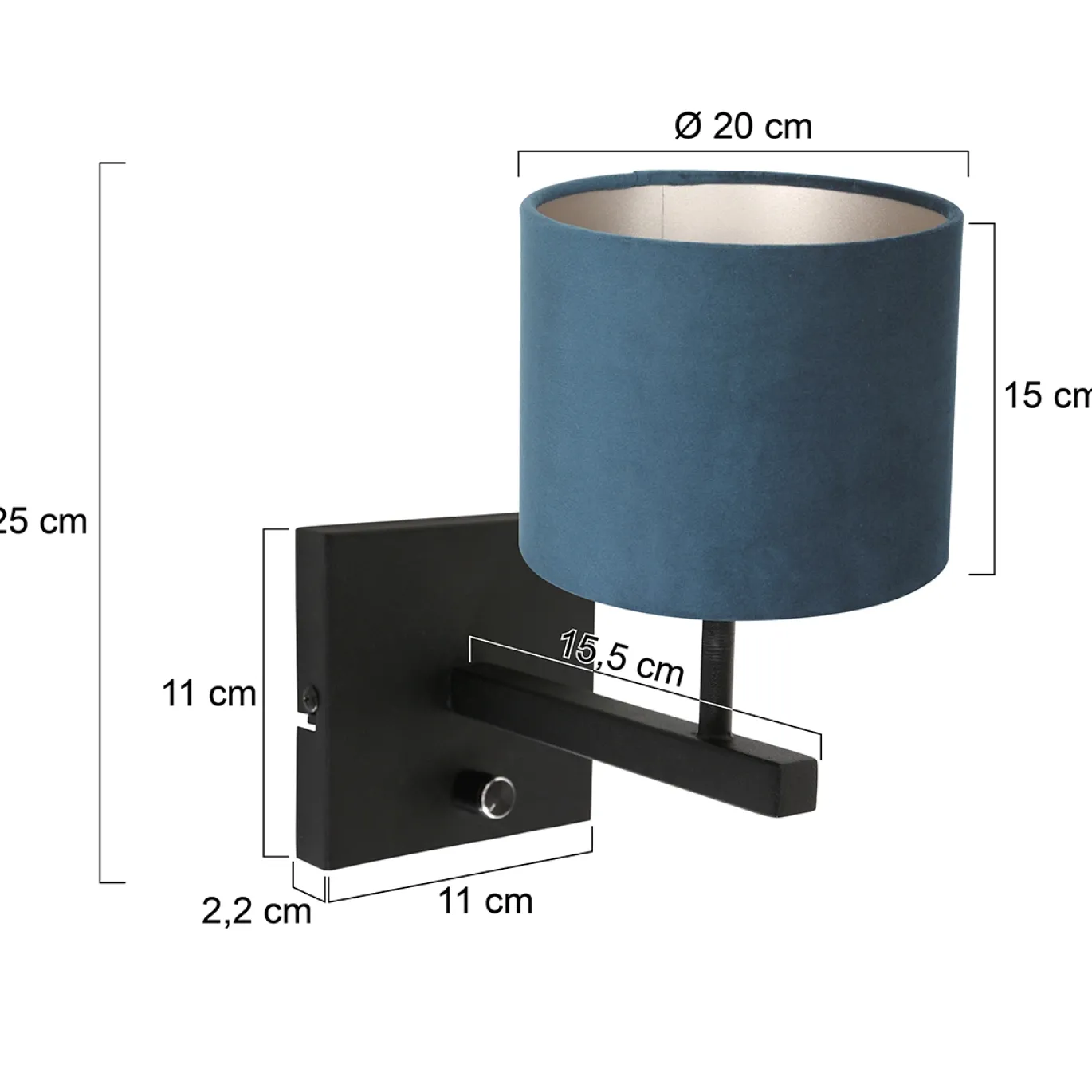 Steinhauer Wandlamp Stang Velours Blauw