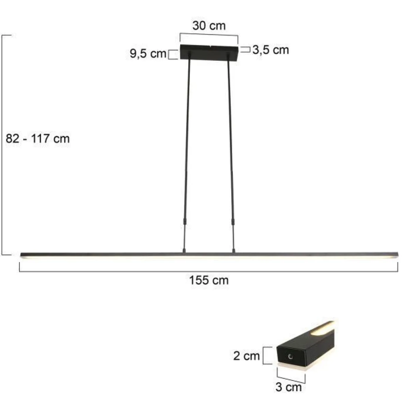 Steinhauer Zelena Hanglamp Zwart 155cm