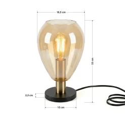 Tafellamp Anita 1-Lichts Amber Glas - Giga Meubel