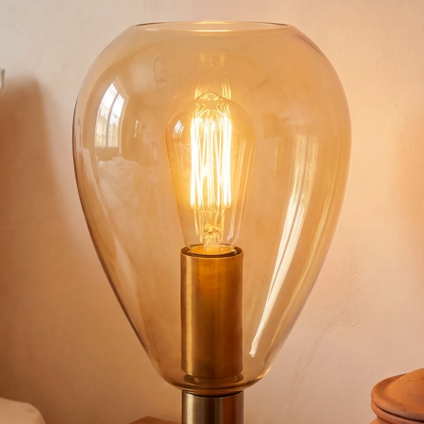Tafellamp Anita 1-Lichts Amber Glas - Giga Meubel