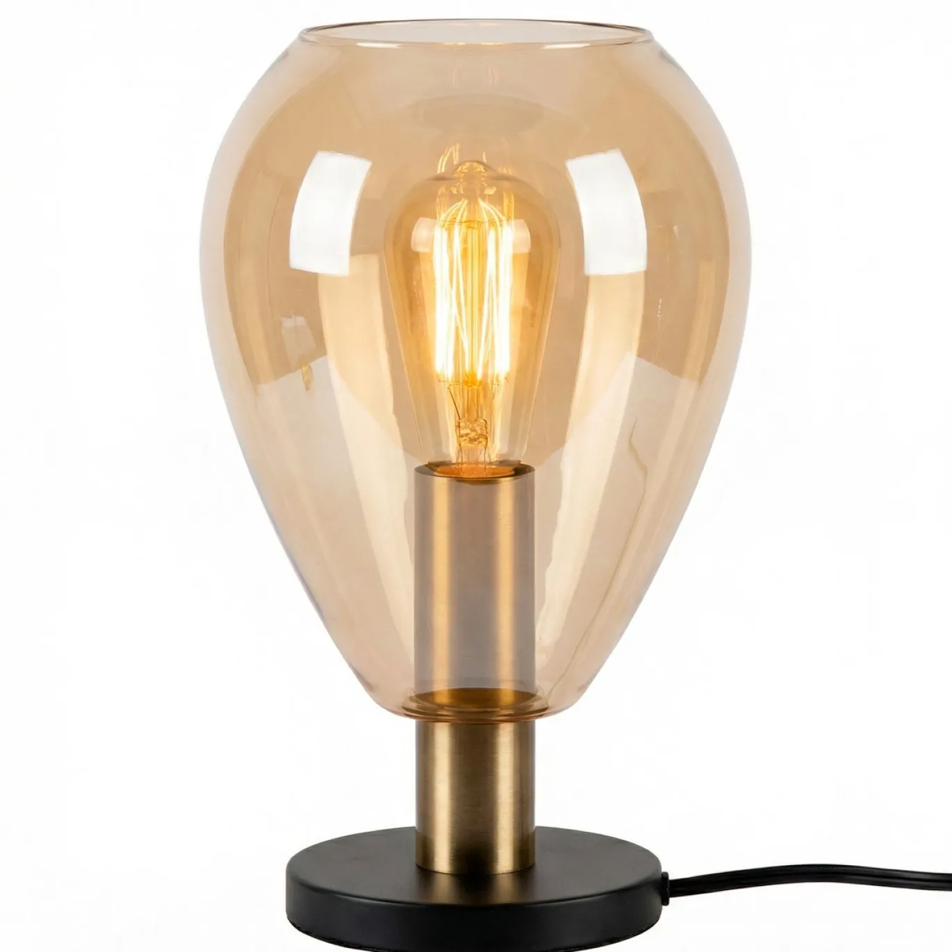 Tafellamp Anita 1-Lichts Amber Glas - Giga Meubel