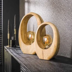 Tafellamp Arch Wood L 1-Lichts Mangohout Naturel - Giga Meubel