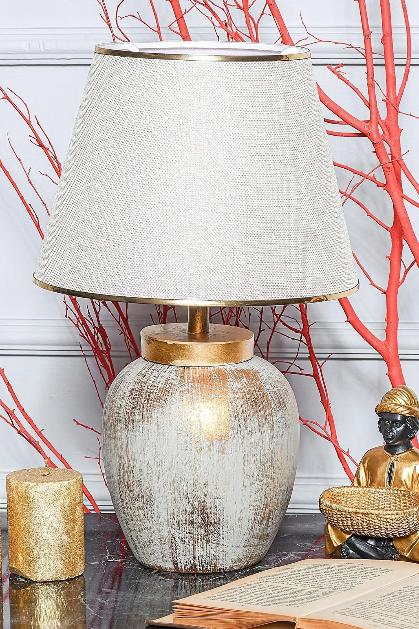 Tafellamp Cinca Crème/Goud
