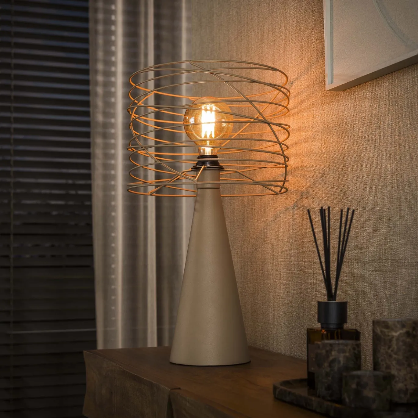 Tafellamp Curl 1-lichts Beige - Giga Meubel