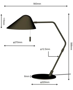 Tafellamp Lotte Anodic Bruin Trekschakelaar 57cm - Giga Meubel