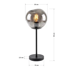 Tafellamp Mats 1-Lichts Smoke Glas - Giga Meubel