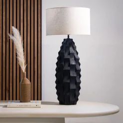 Tafellamp Matteo Zwart Hout 40cm - Giga Meubel