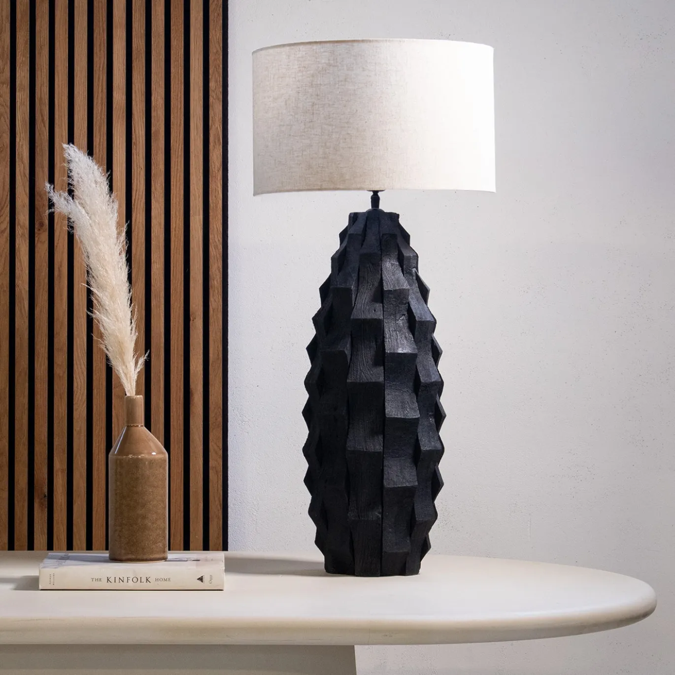 Tafellamp Matteo Zwart Hout 40cm - Giga Meubel