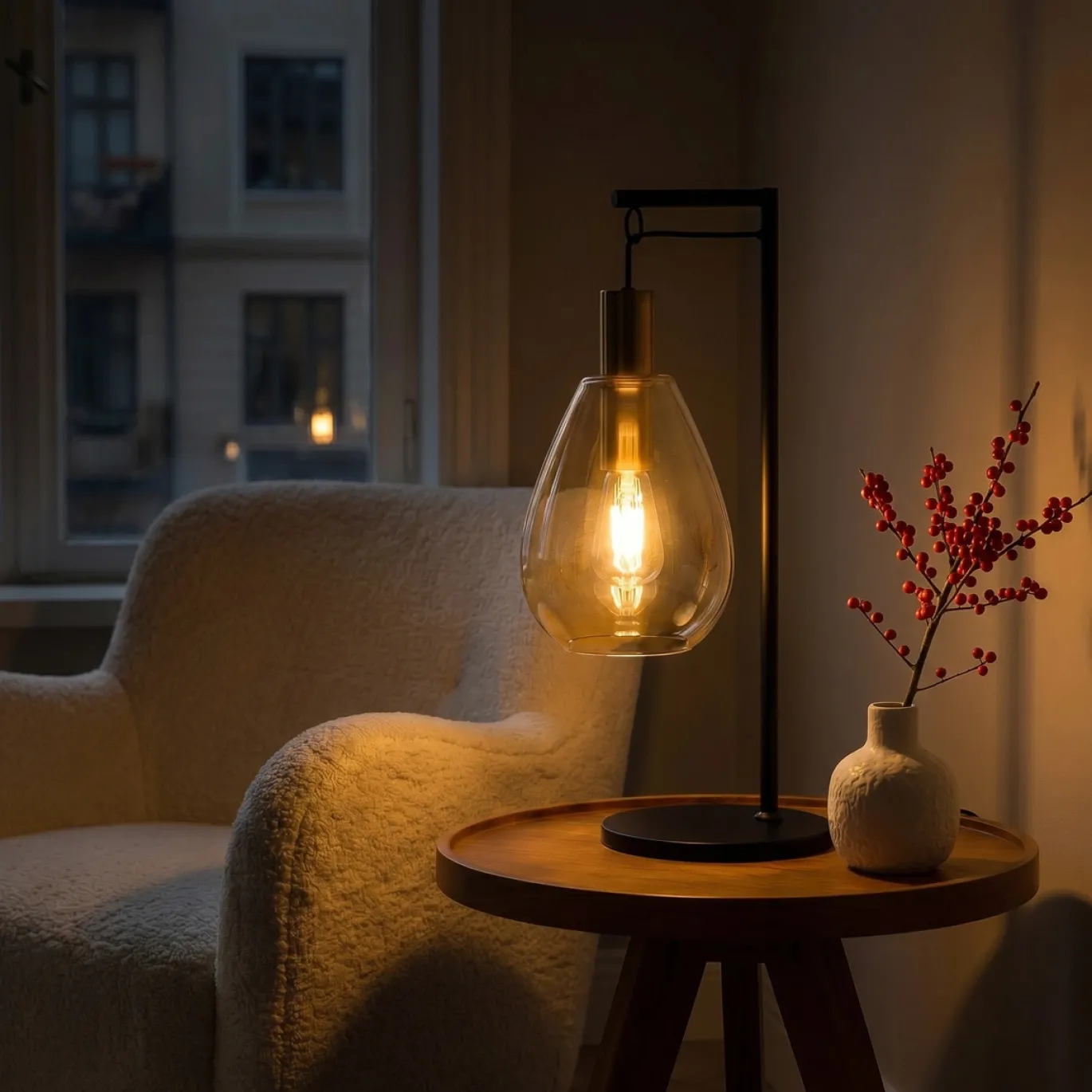 Tafellamp Maud 1-Lichts Amber Glas - Giga Meubel