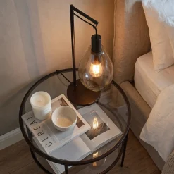 Tafellamp Maud 1-Lichts Smoke Glas - Giga Meubel
