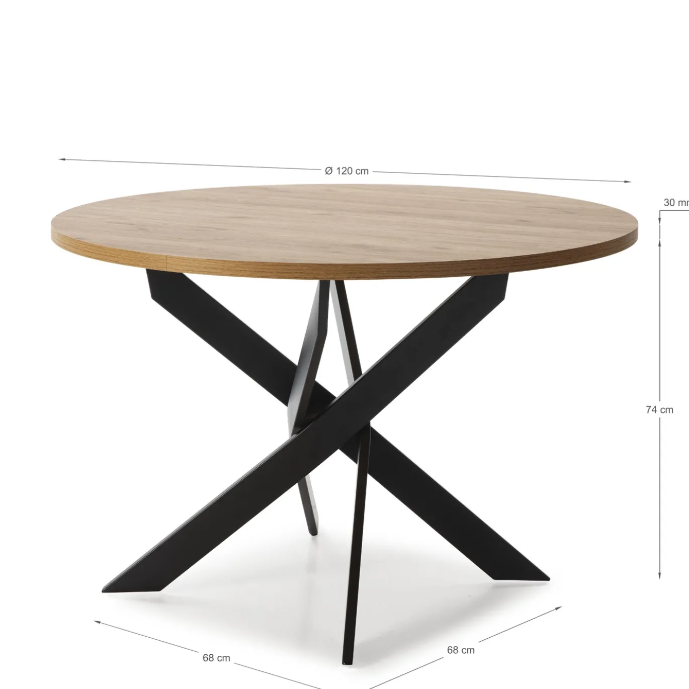 Tafel Ther Rond 120cm Naturel Zwart - Giga Meubel