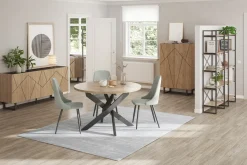 Tafel Ther Rond 120cm Naturel Zwart - Giga Meubel