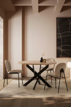 Tafel Ther Rond 120cm Naturel Zwart - Giga Meubel