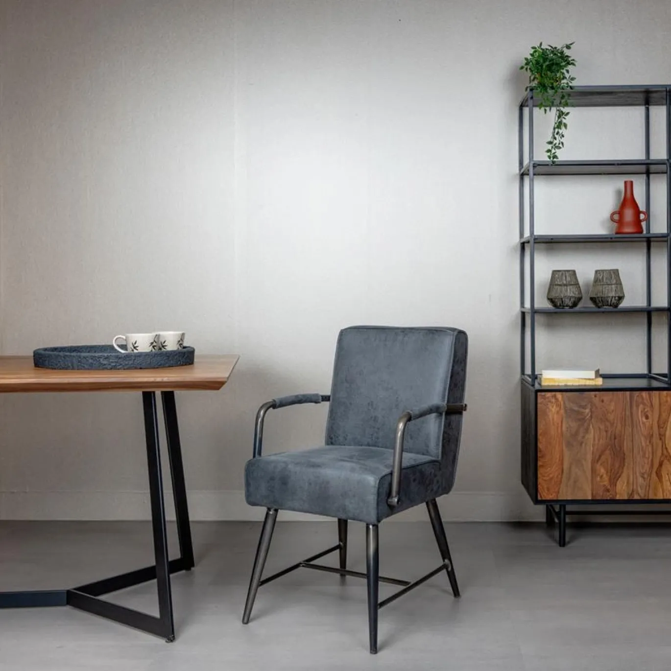 Tower Living Armstoel Belmonte Stof Cherokee 1 Grijs