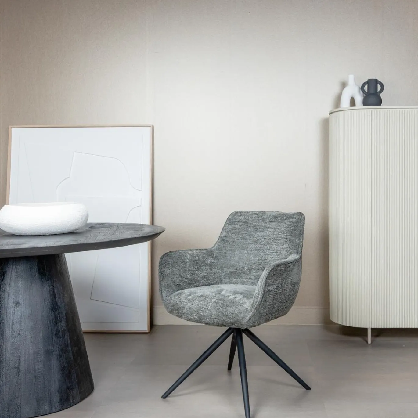 Tower Living Armstoel Fondo Stof Mona 464 Cement Grijs (draaibaar)