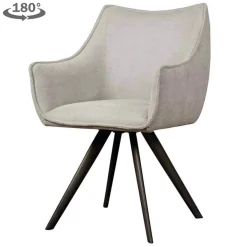Tower Living Armstoel Riviera Stof Brego 2 Lichtgrijs (draaibaar)