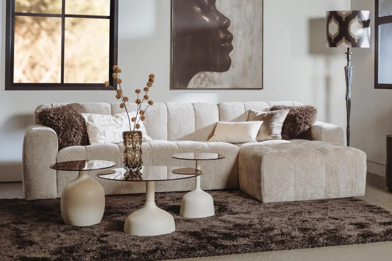 Tower Living Bank Austin 2,5-zits-ar + Chaise L Haga 30 Beige
