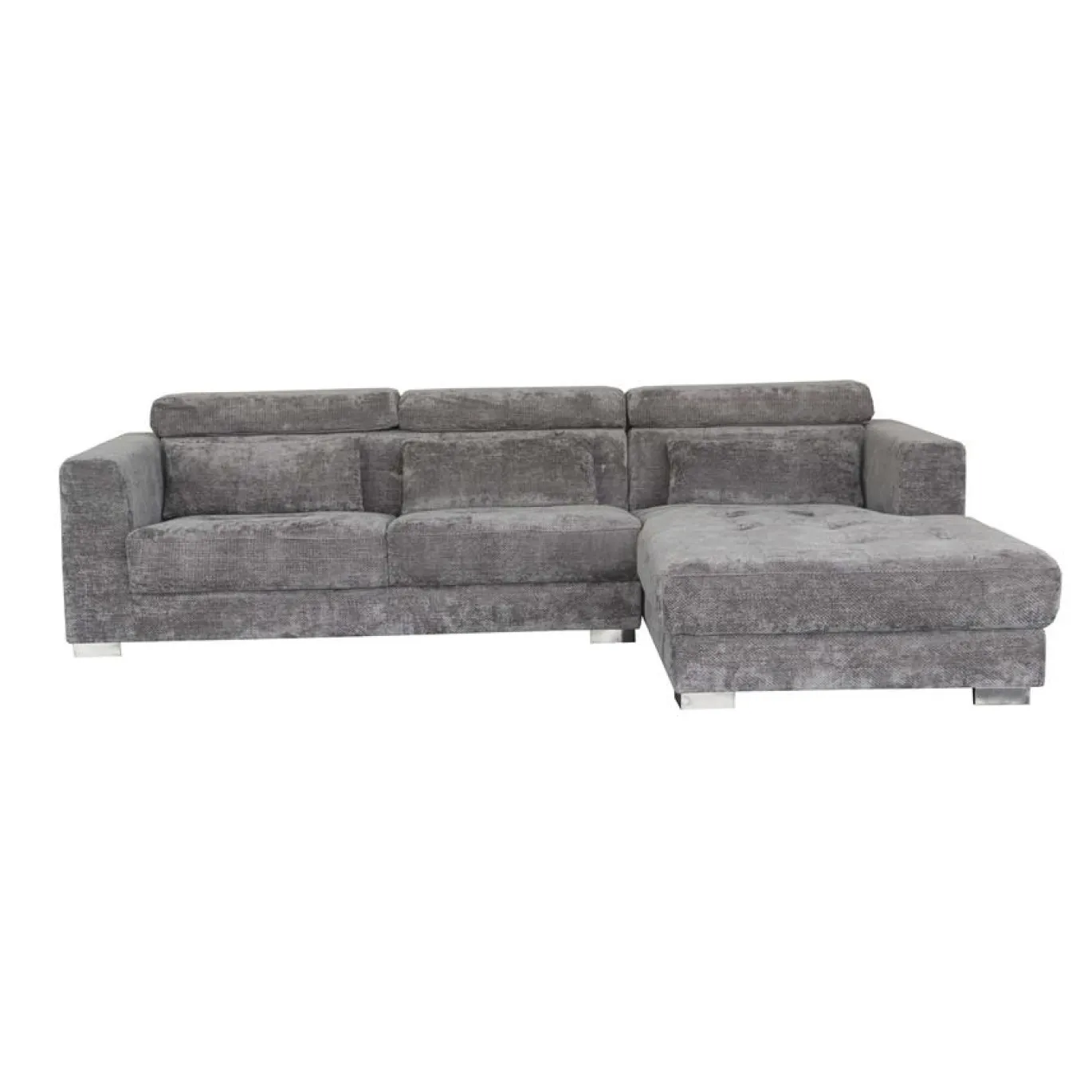 Tower Living Bank Brighton 3-al Zits + Chaise Longue R Fabric 19 Lichtgrijs