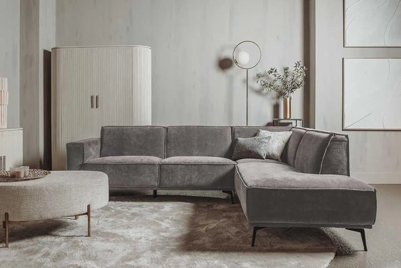 Tower Living Bank Leeds 2,5-al + Ottoman R City 453 Moss Grijs