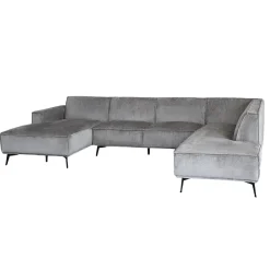Tower Living Bank Leeds Chaise Longue L 2,5-zits Ottoman R Touch 27 Lichtgrijs