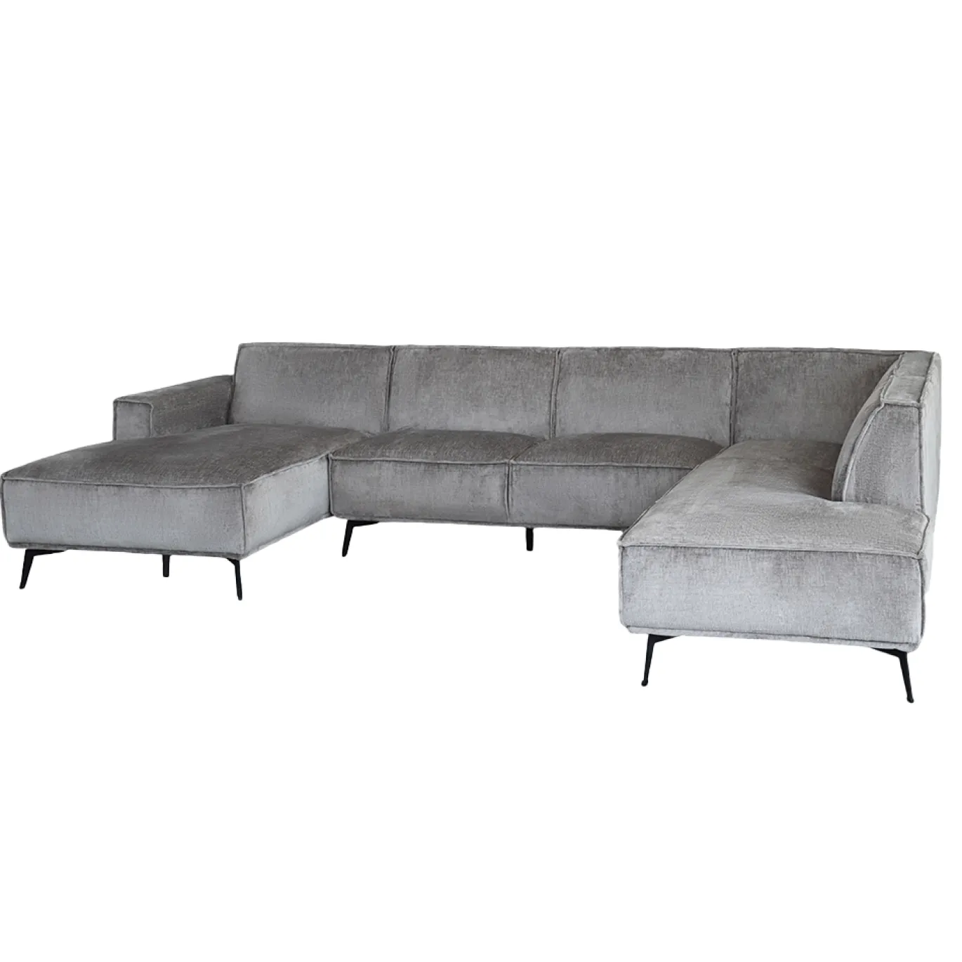 Tower Living Bank Leeds Chaise Longue L 2,5-zits Ottoman R Touch 27 Lichtgrijs